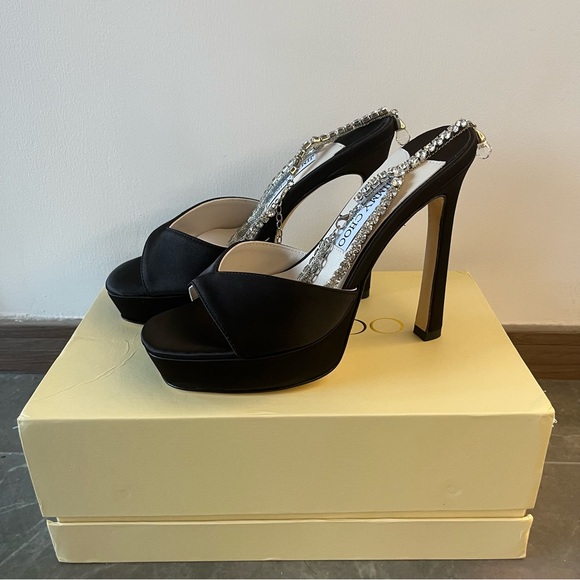 Jimmy Choo Women’s Black Heels with Crystal Embellishments